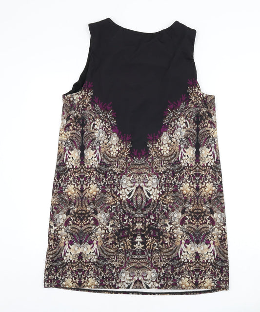 Julien Macdonald Womens Multicoloured Geometric Polyester Sheath Size 16 Round Neck Pullover - Keyhole Cut Out, Beaded