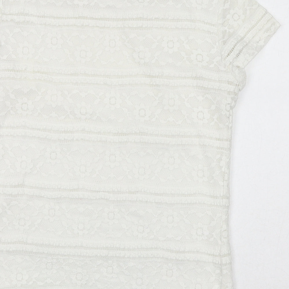 Womens UK Size XS Premise White Basic T-Shirt