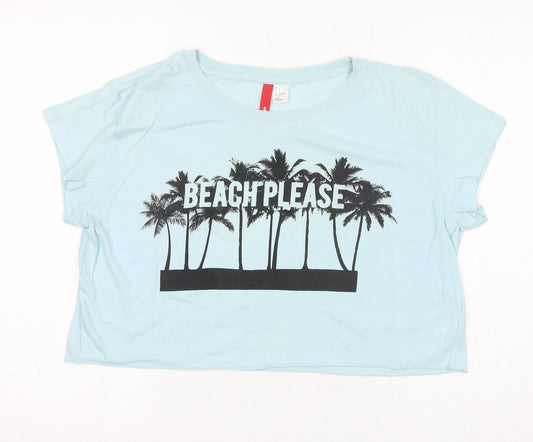 Womens UK Size S Divided by H&M Blue Cropped T-Shirt