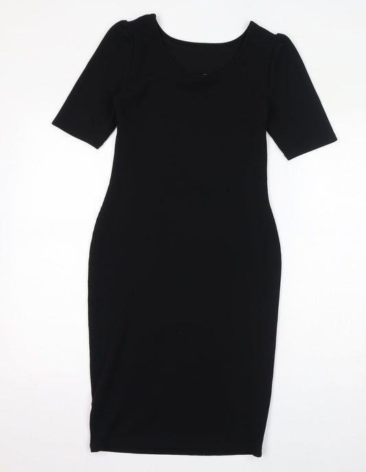 Dorothy Perkins Womens Black Polyester Bodycon Size 8 Round Neck Pullover
