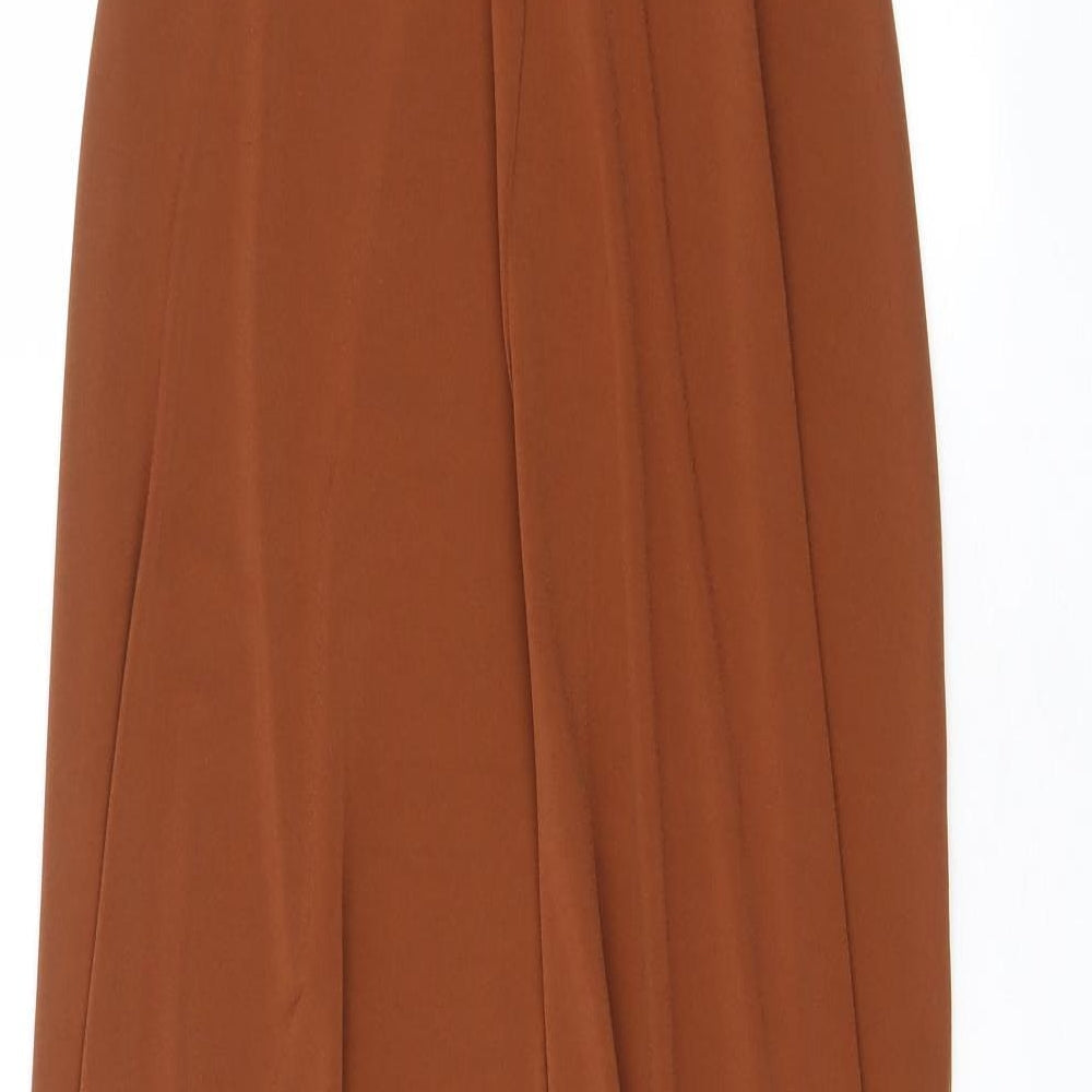 ASOS Womens Brown Polyester A-Line Size 8 V-Neck Pullover - Keyhole neck, Slits