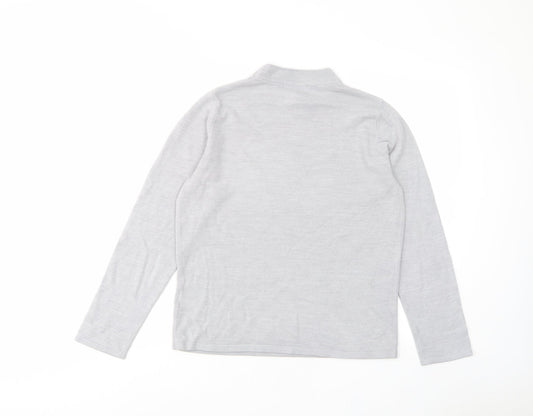 Classic Womens Grey Round Neck Acrylic Pullover Jumper Size 12