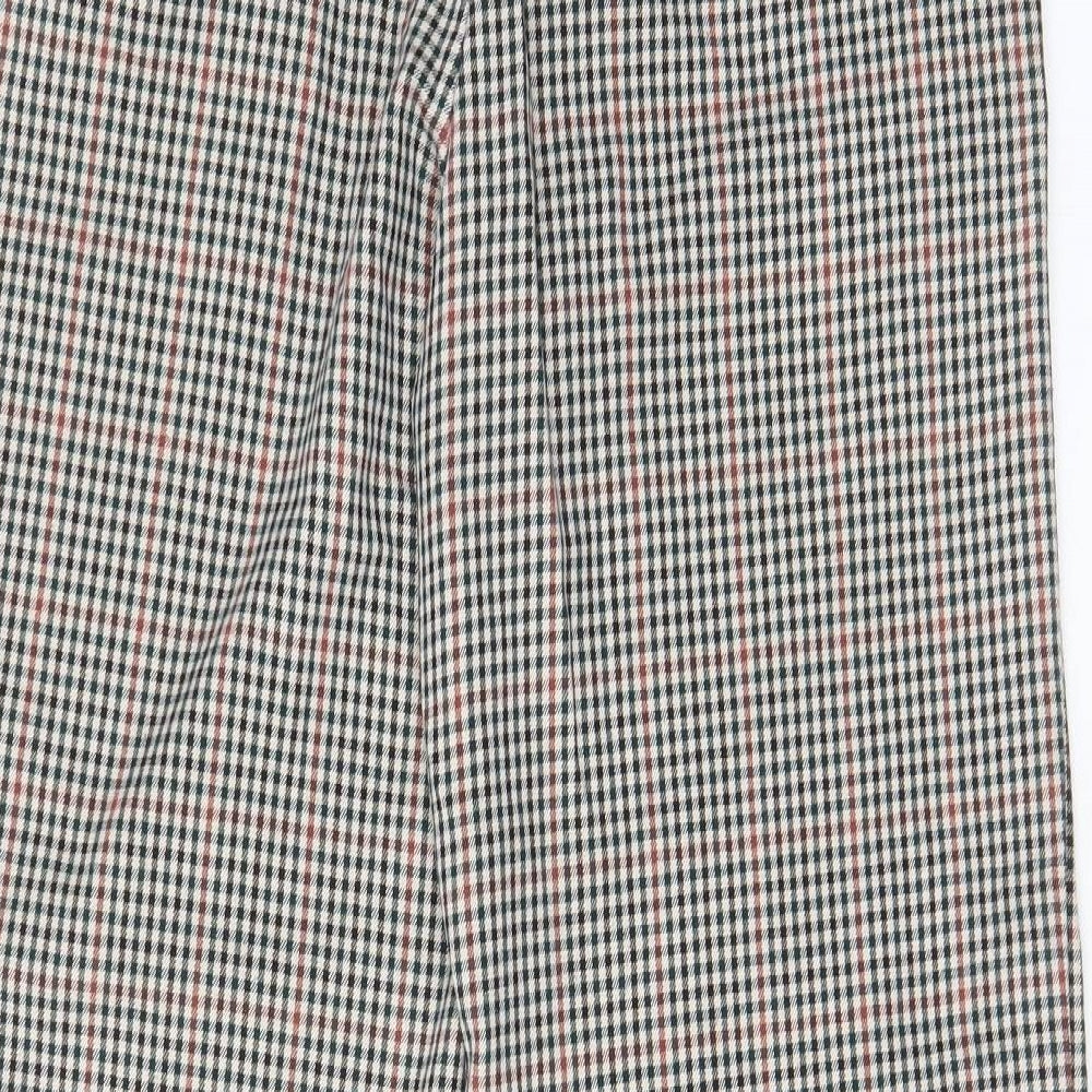 Pimkie Womens Multicoloured Plaid Polyester Trousers Size 10 L30 in Regular Button - Pockets, Belt Loops