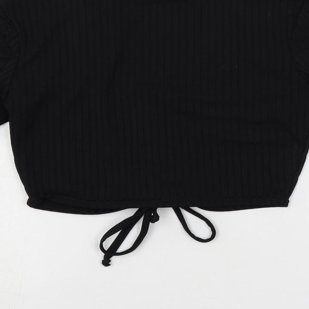 Womens UK Size S Stylewise Black Cropped T-Shirt