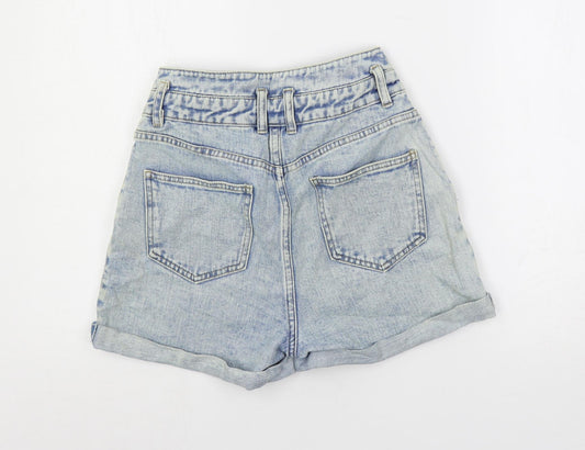 Denim & Co. Womens Blue Cotton Mom Shorts Size 8 L3 in Regular Button