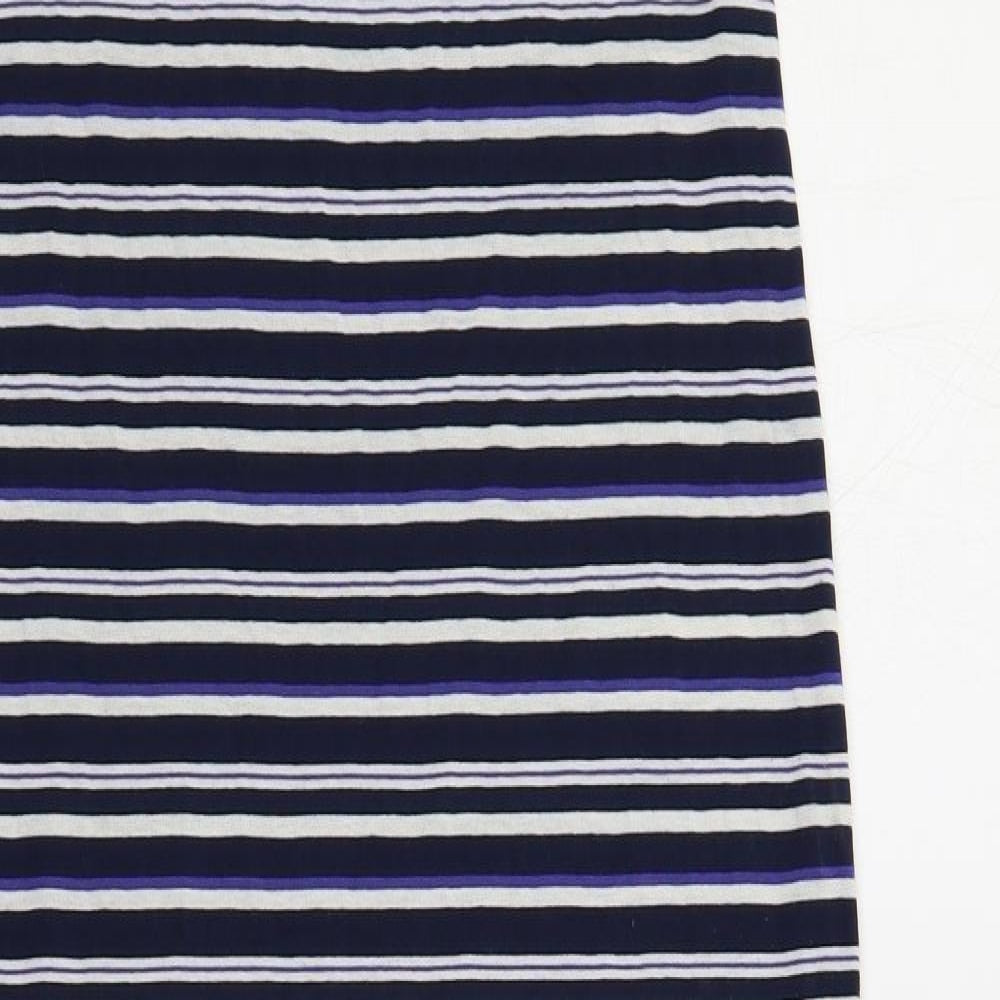 Dorothy Perkins Womens Blue Striped Polyester Maxi Size 8 Scoop Neck Pullover