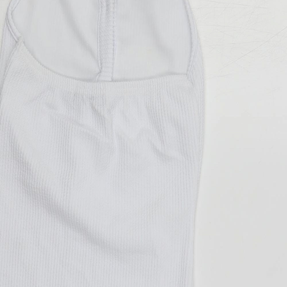 PRETTYLITTLETHING Womens White Polyester Mini Size 10 Collared Pullover - Backless