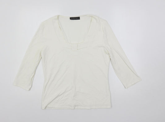 Additional front view of Alex & Co. women’s white viscose basic blouse, size UK 12, scoop neck