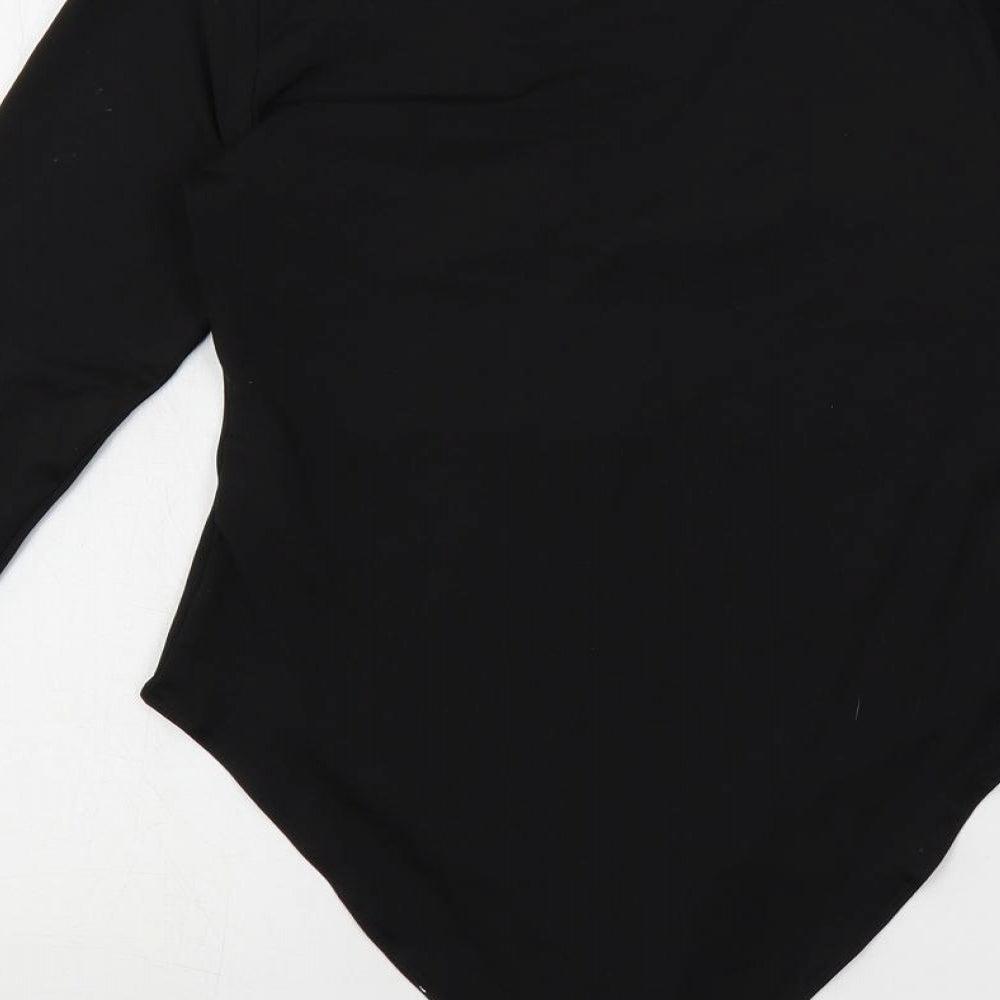 H&M Womens Black Polyester Bodysuit One-Piece Size S Snap