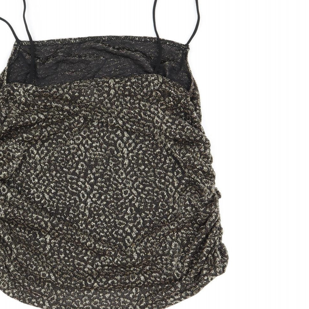 Womens UK Size 16 Topshop Black Cropped Tank