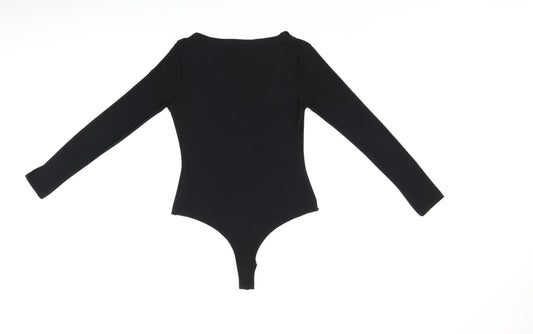 PRETTYLITTLETHING Womens Black Polyester Bodysuit One-Piece Size 8 Snap