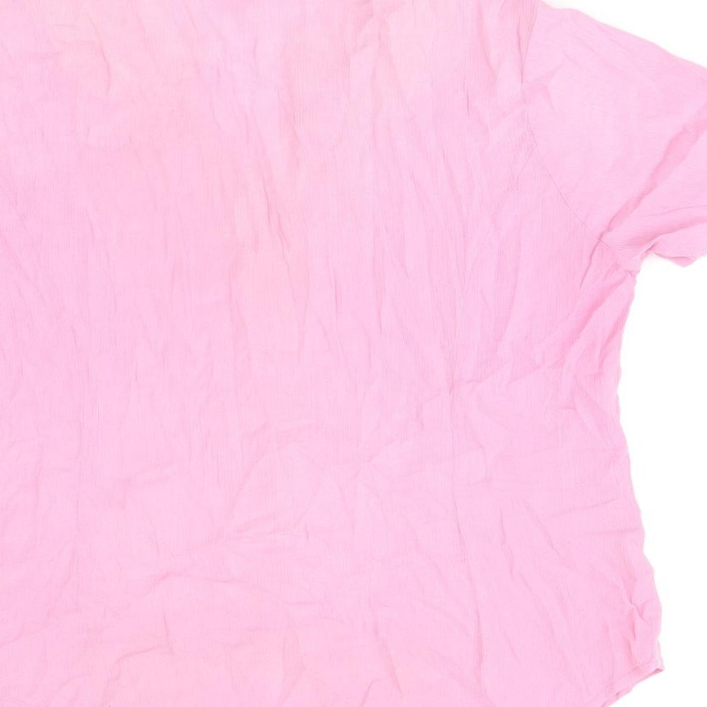 Hawkshead Womens Pink Cotton Basic Button-Up Size 14 V-Neck