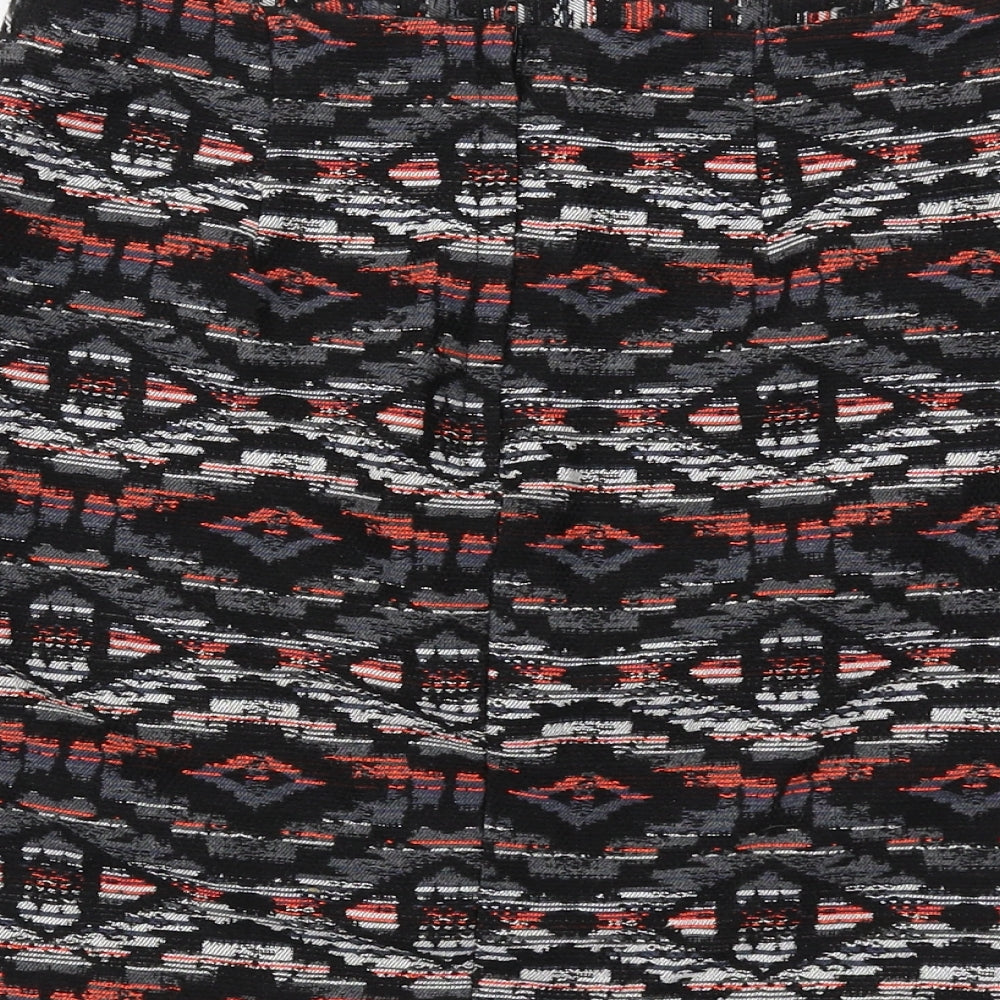 New Look Womens Multicoloured Geometric Cotton A-Line Skirt Size 6 Zip