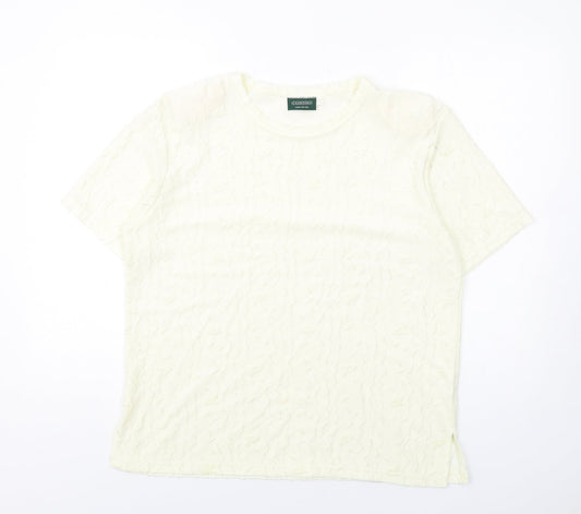 Additional front view of Canda women’s ivory polyester basic t-shirt, size L, round neck