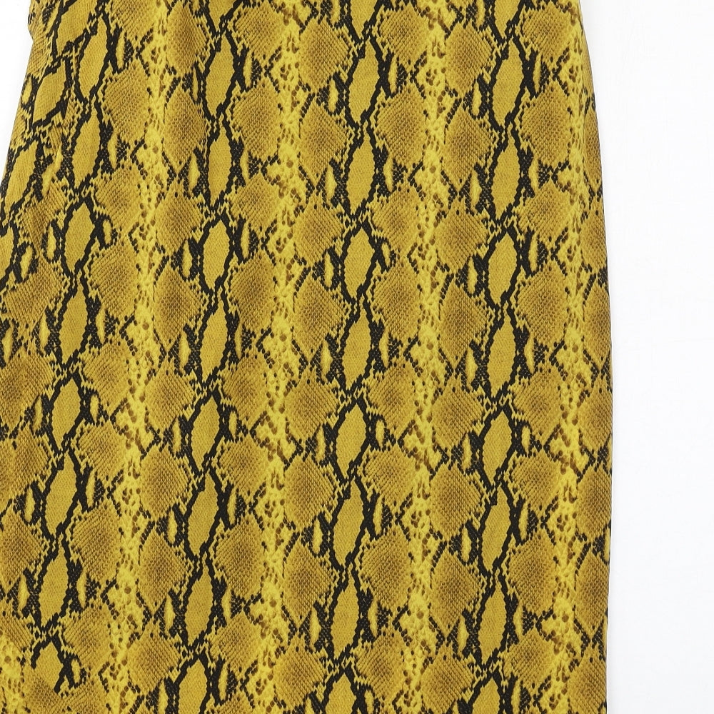 Garcia Womens Yellow Animal Print Polyester A-Line Skirt Size M Zip - Snake Print