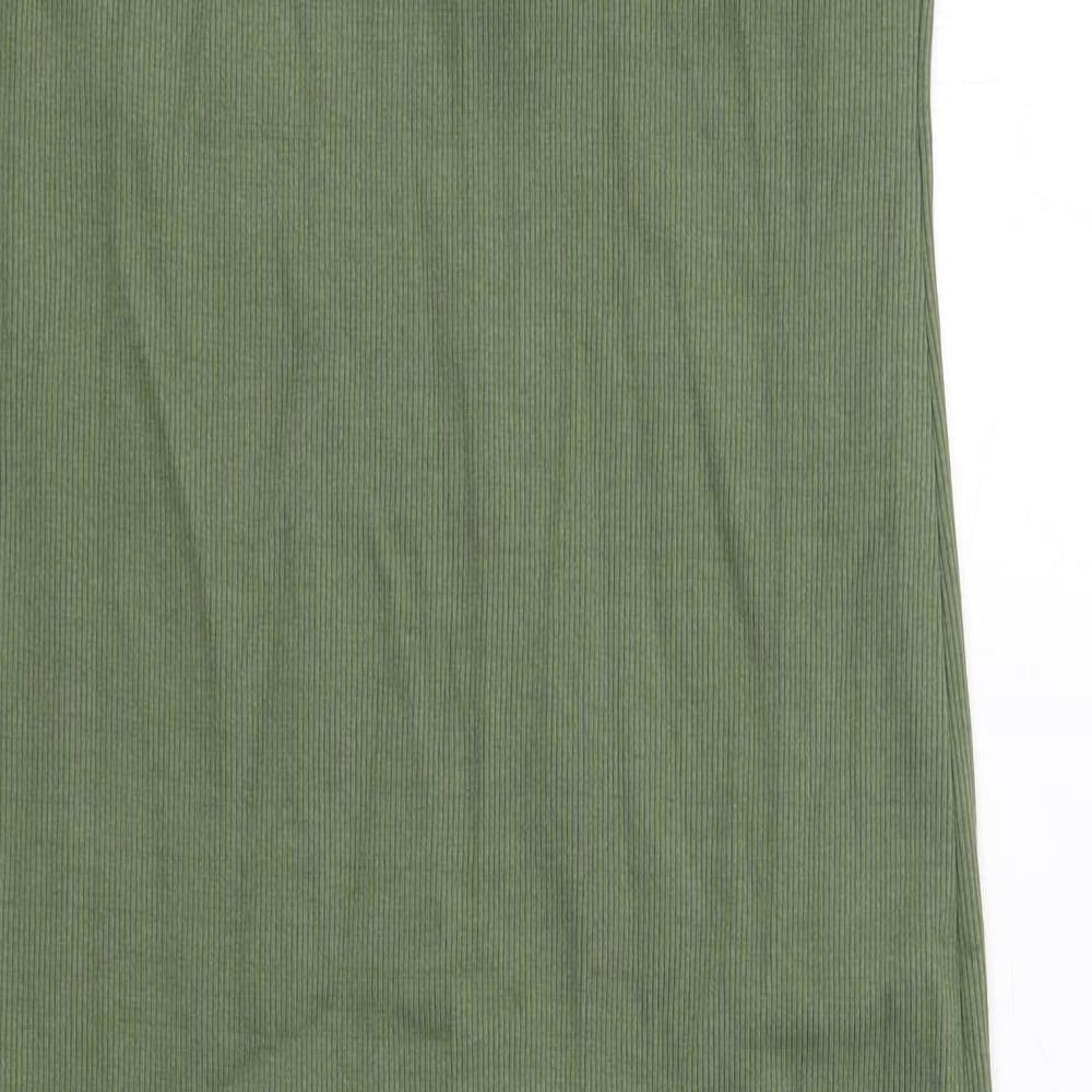 PRETTYLITTLETHING Womens Green Cotton Bodycon Size 14 Round Neck Pullover