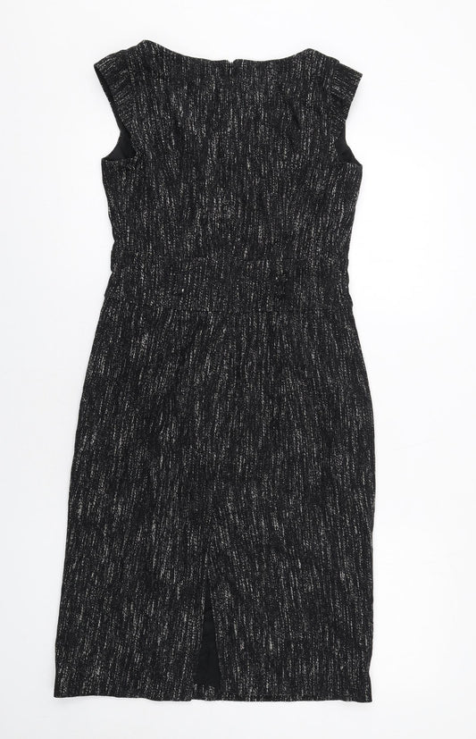 Principles Womens Black Cotton Pencil Dress Size 10 Round Neck Zip