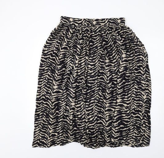 Orvis Womens Black Geometric Viscose A-Line Skirt Size L Drawstring