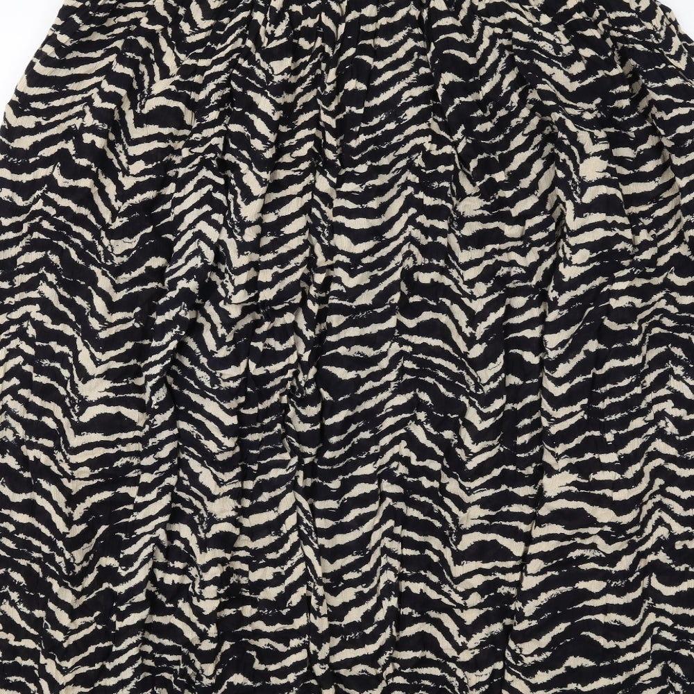 Orvis Womens Black Geometric Viscose A-Line Skirt Size L Drawstring
