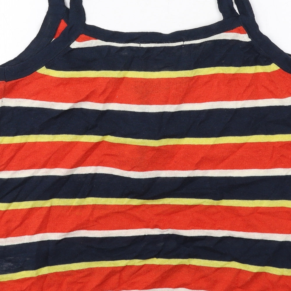Marks and Spencer Womens Multicoloured Striped Linen Basic Tank Size 12 Round Neck
