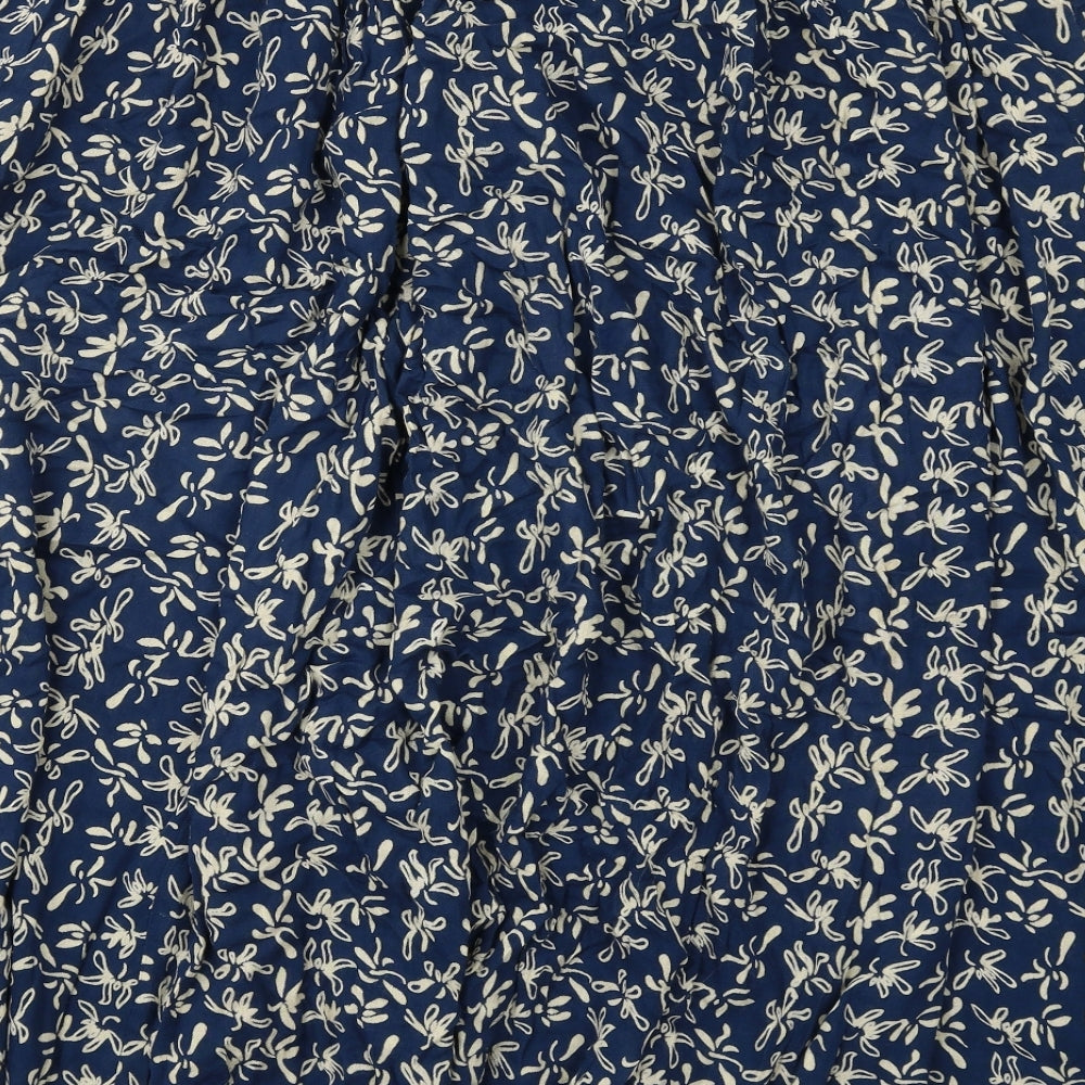 Orvis Womens Blue Geometric Viscose A-Line Skirt Size L Drawstring