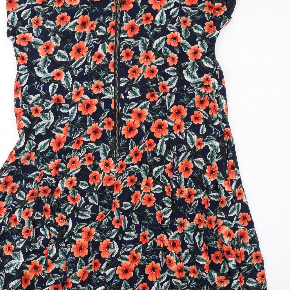 Louche Womens Multicoloured Floral Viscose A-Line Size 16 Scoop Neck Zip