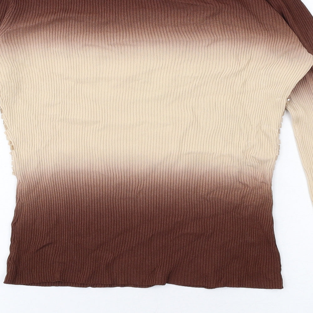 Kit Womens Brown Viscose Basic T-Shirt Size 16 V-Neck - Tie Dye