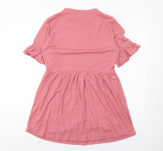 Missguided Womens Pink Polyester Shift Size 10 Round Neck Pullover