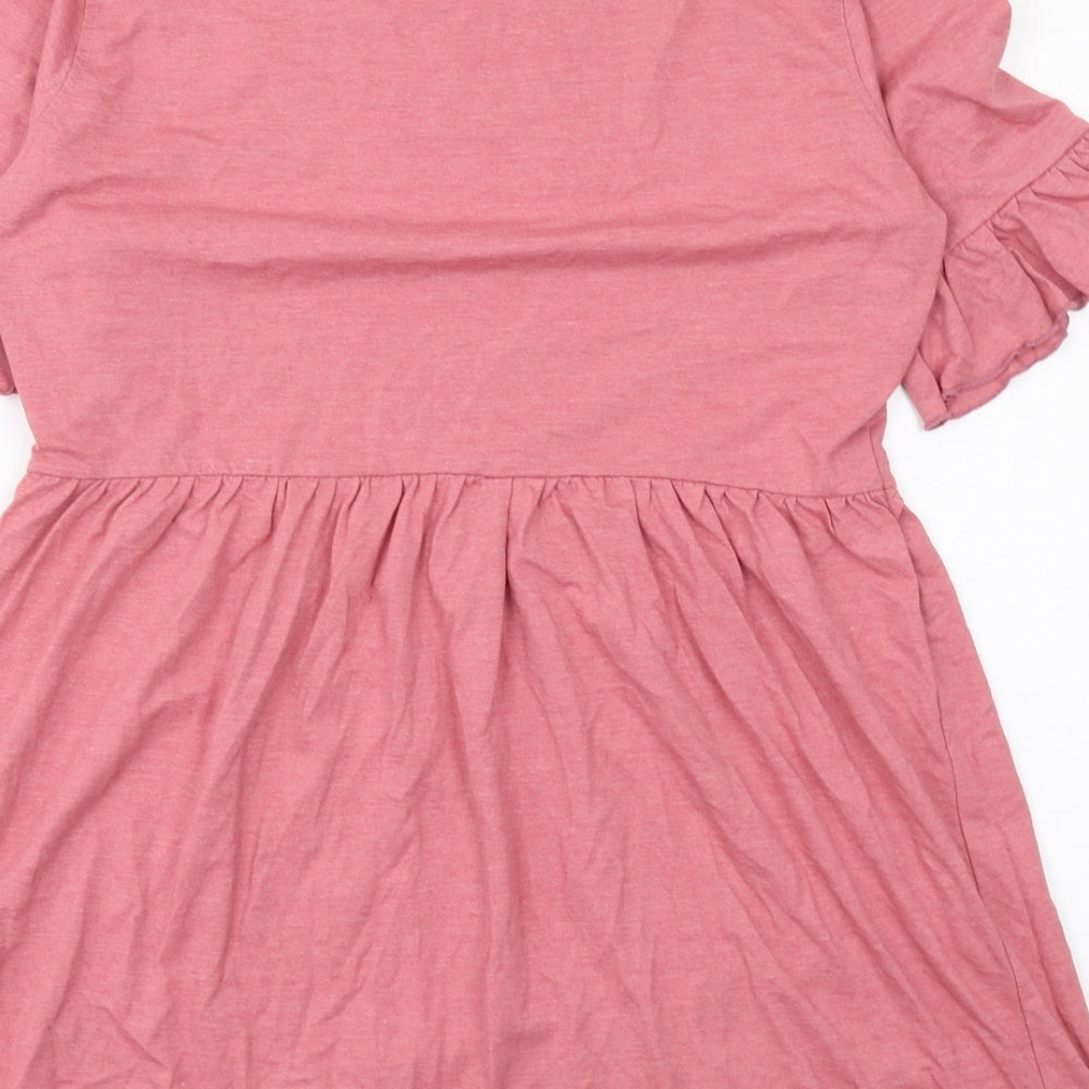 Missguided Womens Pink Polyester Shift Size 10 Round Neck Pullover