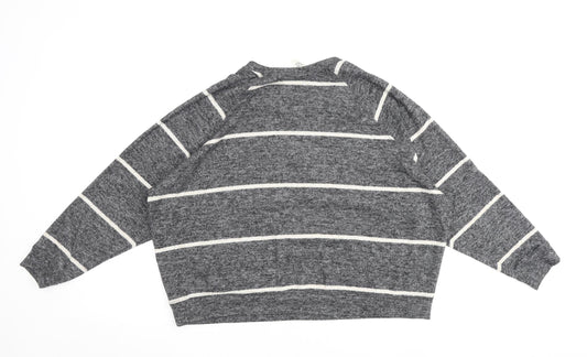 H&M Womens Grey Striped Viscose Pullover Sweatshirt Size M Pullover