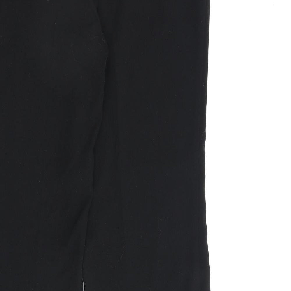 Brand and care label for mamas & papas women’s black polyester trousers, size UK 6, 29-inch leg regular zip