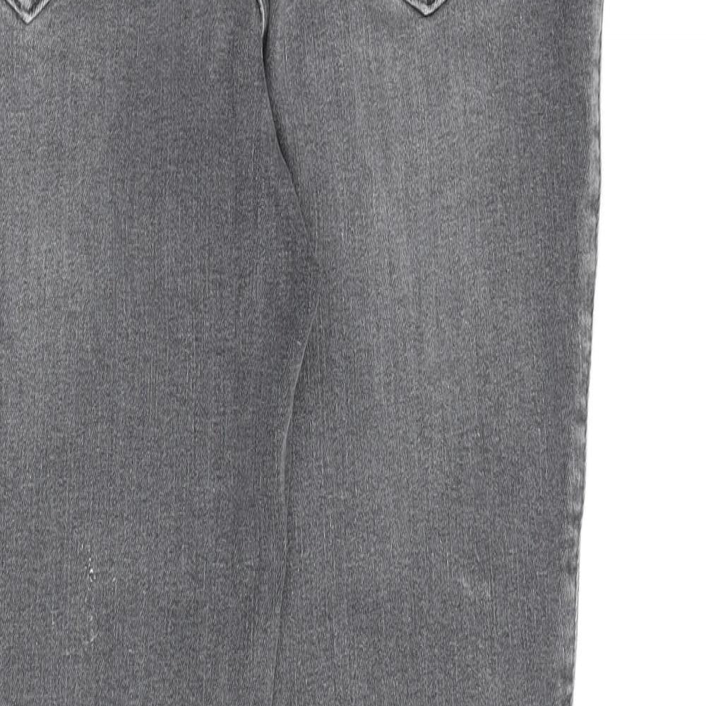 NEXT Womens Grey Cotton Skinny Jeans Size 12 L28 in Regular Zip