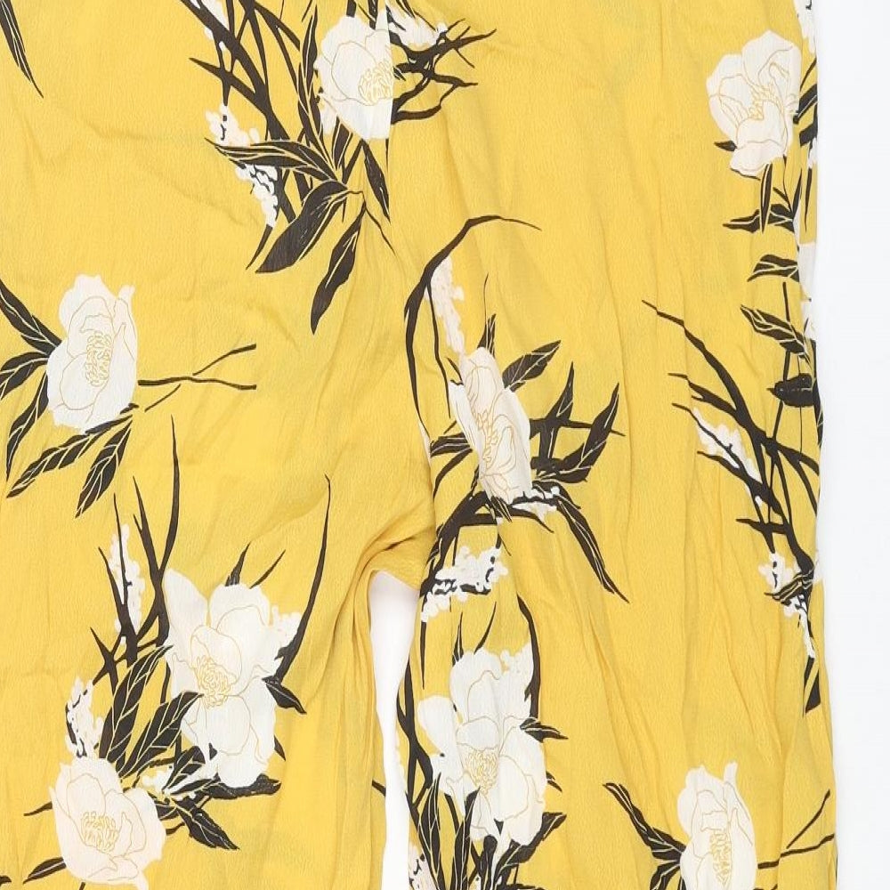 Womens UK Size 8 Miss Selfridge Regular Fit Cropped Yellow Trousers