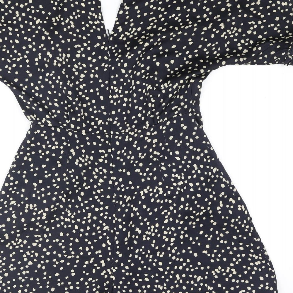 Mango Womens Black Polka Dot Polyester Playsuit One-Piece Size XS Button - Frill