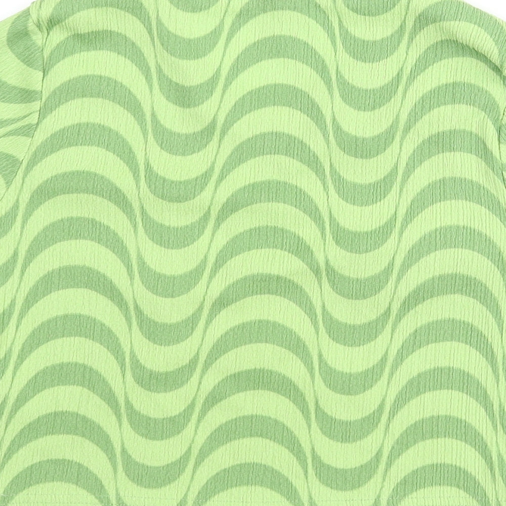 Womens UK Size S Wednesday's Girl Green Cropped T-Shirt