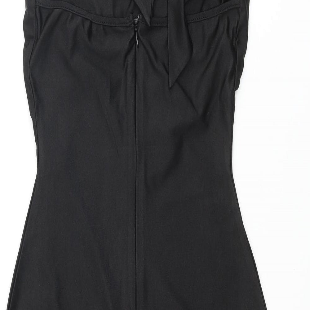 Missguided Womens Black Polyester Bodycon Size 6 Mock Neck Zip