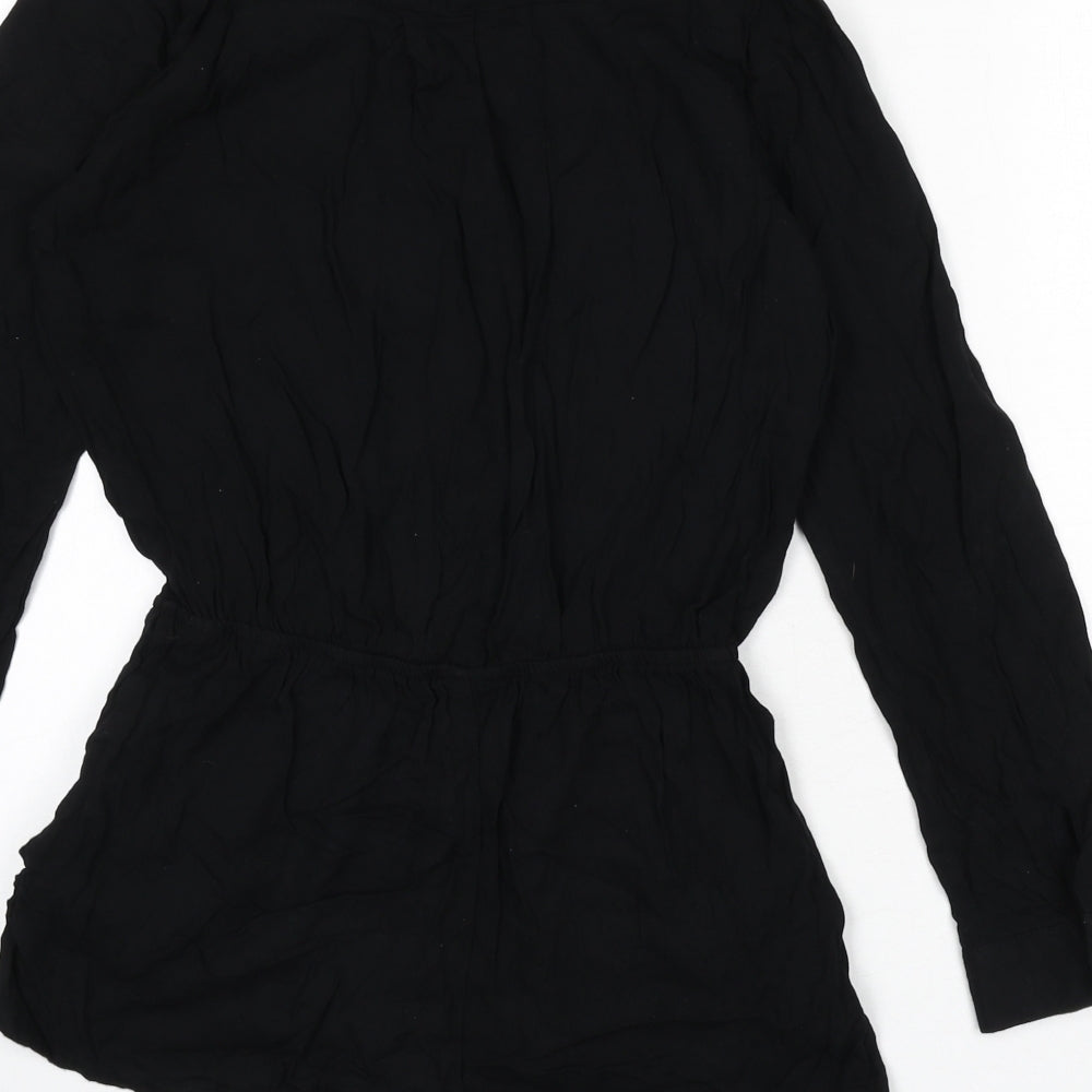 FOREVER 21 Womens Black Viscose Romper One-Piece Size S Button