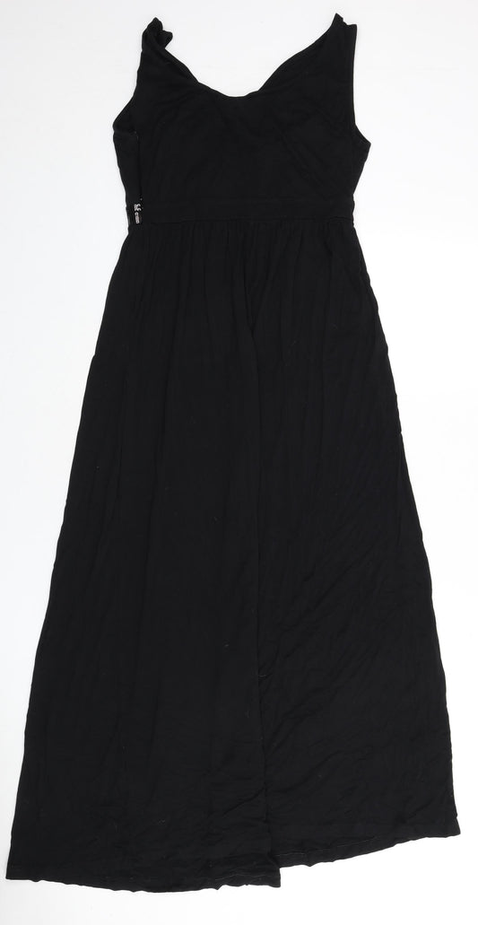 JoJo Maman Bébé Womens Black Viscose Maxi Size M V-Neck Zip