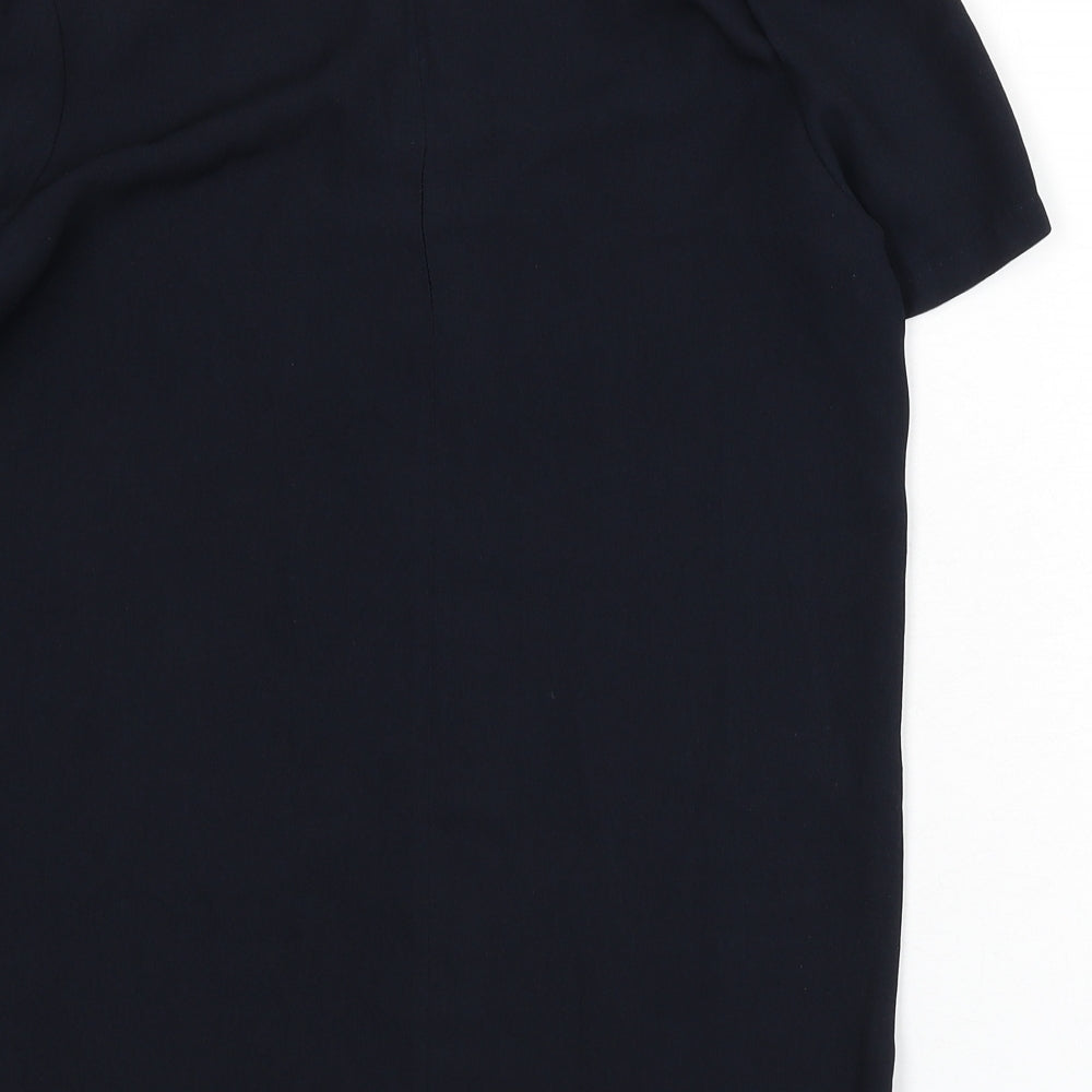 Briefing Womens Blue Polyester Basic Blouse Size 8 Boat Neck