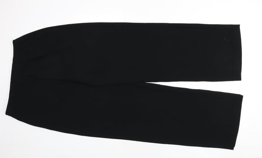 St Michael Womens Black Polyester Trousers Size 14 L30 in Regular Zip