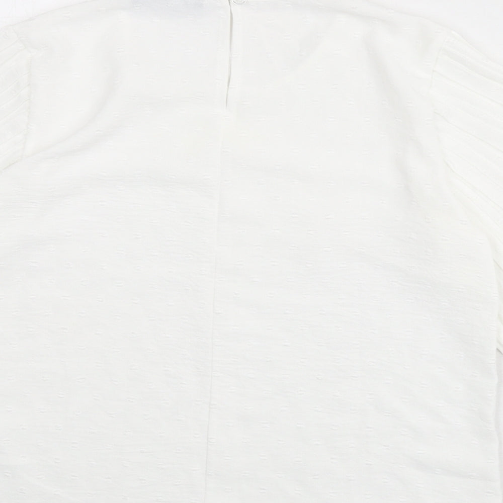 Boohoo Womens White Polka Dot Polyester Basic Blouse Size 10 Round Neck