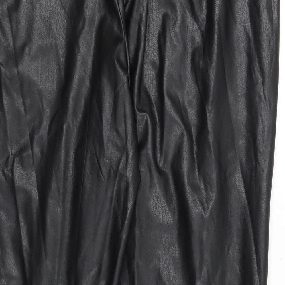 marks Womens Black Polyester Capri Leggings Size 16 L24 in - Short Length, Faux Leather