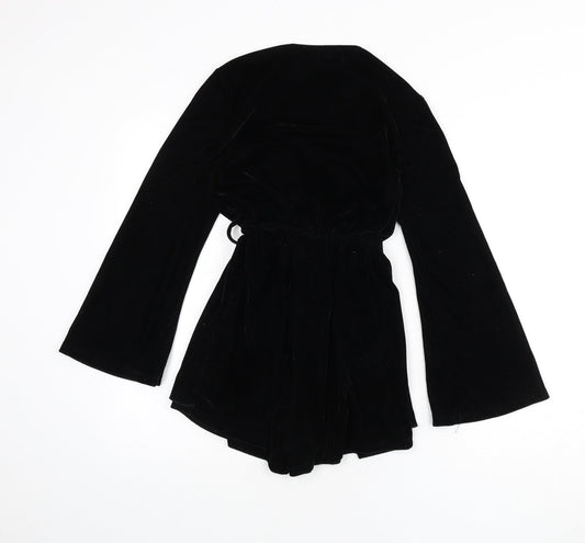Boohoo Womens Black Polyester Romper One-Piece Size 6 L3 in Pullover