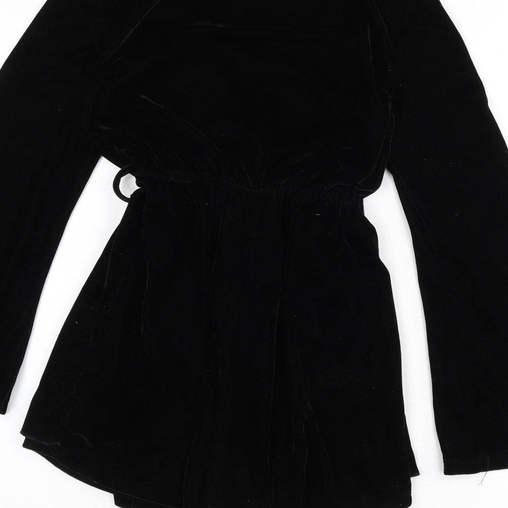 Boohoo Womens Black Polyester Romper One-Piece Size 6 L3 in Pullover
