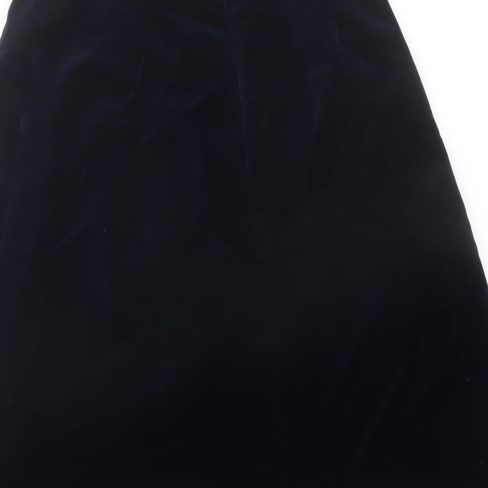 Marks and Spencer Womens Blue Cotton A-Line Skirt Size 14 Zip