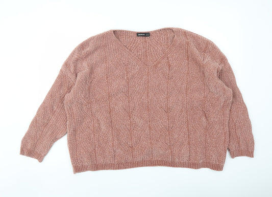 Womens UK Size M Stradivarius Pink Pullover Jumper