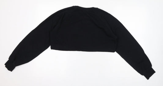 Bershka Womens Black Cotton Pullover Sweatshirt Size XS Pullover - Cropped, North Carolina 2005