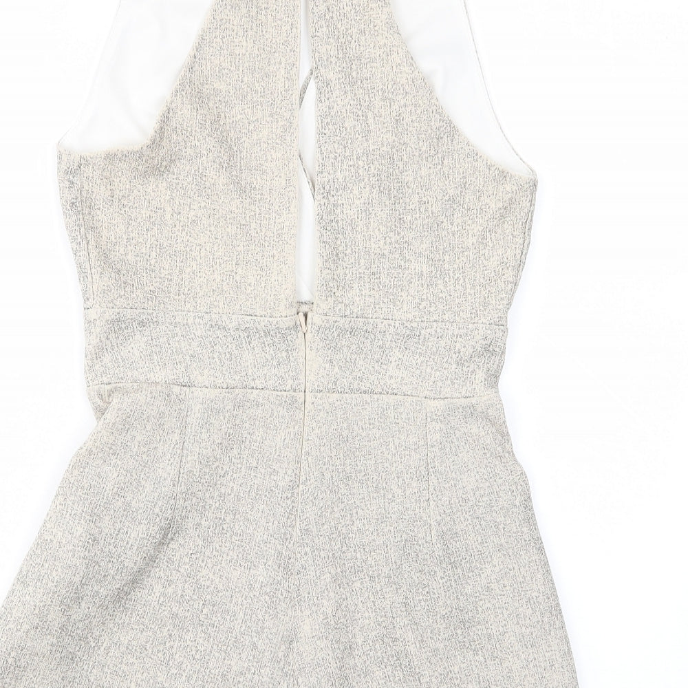 Love Womens Beige Polyester Playsuit One-Piece Size S Button - Pleated