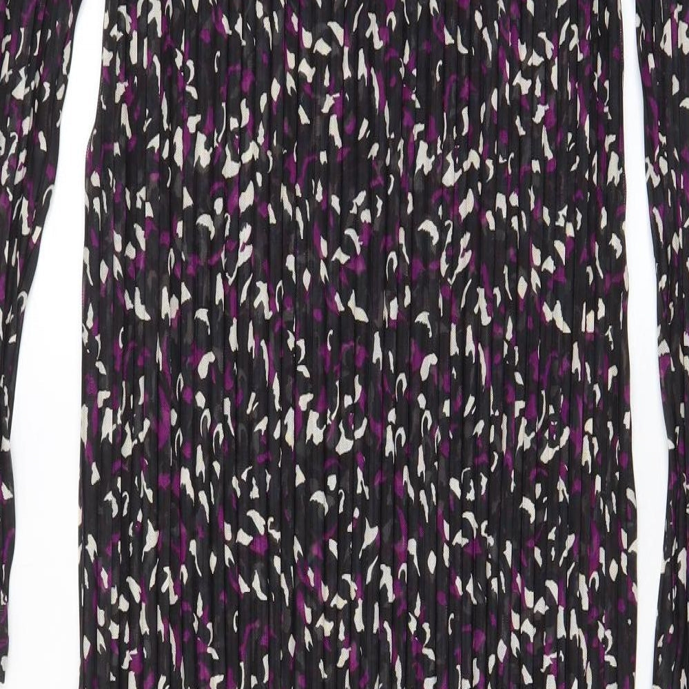 Marks and Spencer Womens Purple Geometric Polyester A-Line Size 10 Crew Neck Pullover