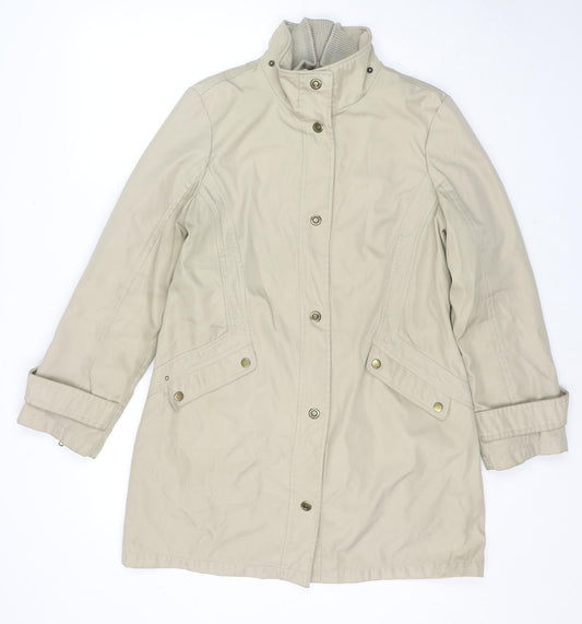 Additional front view of Principles women’s beige parka jacket, size UK 14, zip - detachable fleece